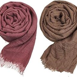 Women's Premium Wrinkle Ironless Crush Crinkled Cotton Summer Hemp Scarf Stoles Shawl head scarves for girls ICW0016ICW0016-image-69