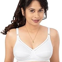 Women Cotton Non-Padded Seamed Wire-Free V-Neck with Adjustable Straps Full Coverage Saree Bra (Maroon) - CES-218-image-32