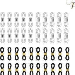 Hanging Tree Strap Eyeglass Chain Connector Holders Slip Straps Around Neck for Women & Men Stylish Sunglasses DIY Art & Crafts silver & Black 20 + 20 Pcs-image-56