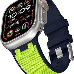 RoYiio Watch Band Compatible with Apple Watch Band Ultra 1/2 49mm Band Silicone, Replacement Strap for iWatch Series 9/8/7 45mm, Series 6/5/4/SE 44mm, Series 3/2/1 42mm - Blue/Limes-image-81