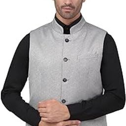 Men's Self Design Mandarin Collar Waist Coat-image-94
