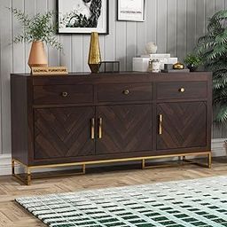GADWAL FURNITURE Solid Sheesham Wood Wooden Sideboard Storage Cabinet & Chest of Drawer with 3 Drawers and 3-Shelves Storage for Living Room and Bedroom Storage Solution (Martel, Walnut Finish)-28