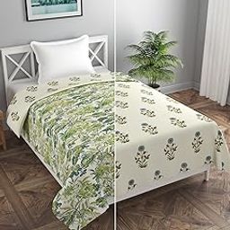 BREVARD Glace Cotton Single Duvet Cover/Rajai Cover/Blanket Cover with Zipper (60x90 Inches Green)-image-98