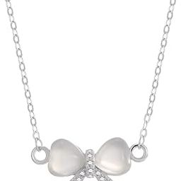 Valentines day gift Pretty Bow Necklace For Women, Gift for Girlfriend, Stainless Steel Necklace, cute pretty bow Heart necklace with opal stones-10