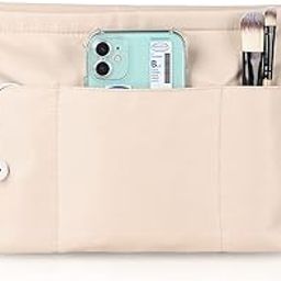 Sightor Handbag Organizer Nylon Purse Organizer Insert Bag Tote Shaper Bag in Bag(Beige, Large)-image-46
