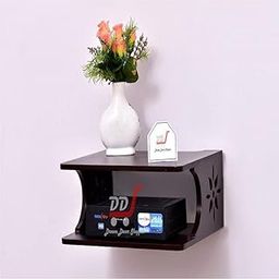 DDS Dream Decor Shoppee Multipurpose Set Top Box Holder Wall Shelf Beauty at its Best for WiFi Modem Display Rack Living Room Bedroom and Side Flower Cutting Design (Brown)-image-14