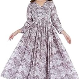Womens Rayon Fabric Printed Long Anarkali Maternity Feeding Dress with Side Zippers-image-77
