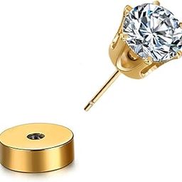 Arts 8mm-18K-Gold-Plated-Fashion-Jewellery-Stainless-steel-Cubic-Zirconia-Men-Women-Stud-Earrings-image-8