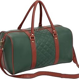 Vegan Leather Sustainable & Durable Holiday Travel Duffle Bag 30L Storage Weekender Cabin Bag Gym Bag for Men and Women (Green)-image-11