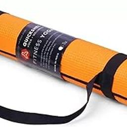 Quick Shel Yoga mats Exercise Mat Anti-Skid 4.5mm thickness Water/Dirt Proof Lightweight easy to Carry gym workouts for men women children with Stitched Black Border Edges and Holding Carry Strap (Orange) (2Fts x 6Fts) (4.5mm Thickness)-image-32