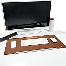 House of Quirk Laptop Keyboard Mouse Felt Pad with Paper and Pen Pocket for Desktops (Brown)-image-94