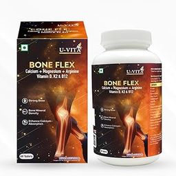 U-VITA Bone Flex Calcium Supplement for Men & Women | Supports Strong Bones & Joints | 60 Veg Tablets | Formulated in the UK-8