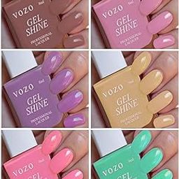 VOZO Rich Nail Polish Long Lasting HD Shine Latest Shades Collection Set of 6(Rosy Brown, English lavender, Mauve Purple, Nude, Baby Pink, Soft Cyan) 48ml-9