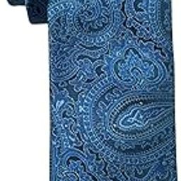Teal Blue Microfiber Paisley Necktie For Men-image-1
