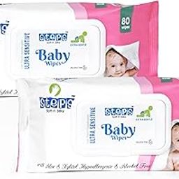 Steps Soft N Silky Gentle Wet Baby Wipes With Lid Alcohol Free (Pack of 2 (80 Sheets))-image-8