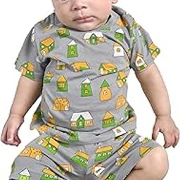 Unisex Baby Classic Fit Cotton T-Shirt and Short Set | Grey-3 | 3-6 Months | KIDS12813-image-97