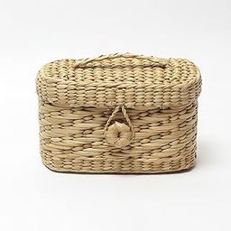 Habere India-All The Cultures Fabricating India Small Storage Box | Organizer | Storage Boxes With Lid | Organiser Box With Lid - Rectangular, Beige (21 x 14 x 12 CM)-13