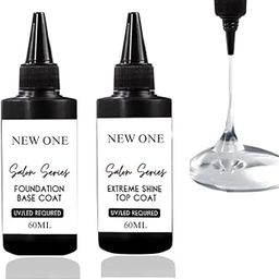 NPAH 2 Pcs 60ml No Wipe Gel Top Coat and Base Coat Set - Shine Finish and Long Lasting, Soak Off LED Nail Lamp Gel Base Top Coat Finish Nail Art Design Manicure Gifts for Women-picture-11
