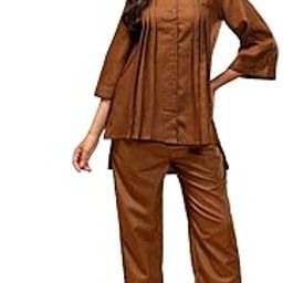 Plain Solid Co-ord Set, Tunic and Trouser Set 2 Piece Outfit, 3/4 Sleeves, Coord Sets for Women | Western Dress with Ethnic Style Design for All Occasions-image-63