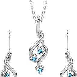 925 Sterling Silver Valentina Pendant Earring Chain Jewellery Set | Rhodium Plated, Swiss Zirconia | Gift for Women & Girls-image-12
