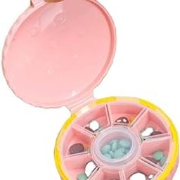 MERISH Round Cookie Appearance Pill Box 7 Days Sealed Moisture-Proof Light-Avoidance Portable Pills Dispensing Box (Pack of 2) (Pink)-30