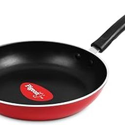 Pigeon by Stovekraft Basics Aluminium Non Stick, Non Induction Base Frypan, 220 mm, Red-0