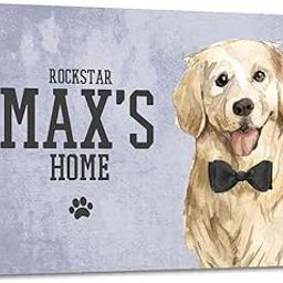 Nutcase - Personalized Beware of Dog Sign Board - Customized Name Plate - Loving Cute Golden Retriever-image-44