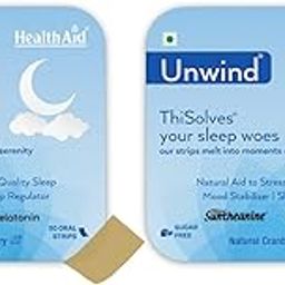 HealthAid Unwind Thisolves Mouth Dissolving Strips 60 Oral Strips| With Suntheanine to Reduce Stress & Enhance Sleep Quality| Contains Lavender & Hibiscus Extract |Non-Habit Forming Sleep Strip-50
