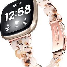 Colorful Resin Band Compatible with Fitbit Versa 4/Sense 2 Bands for Women Adjustable Watch Band with Stainless Steel Buckle Replacement Cute Strap for Fitbit Versa 4 Bracelet-14