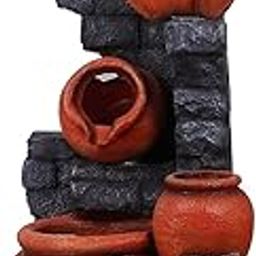 Holiness Craft Water Fountain 4 Step Brick Pot Fiber Water Fountain for Living Room Home Decor Garden Patio Deck Porch - Yard Art Decoration Gift Gifting with LED Lights Water Pump-image-45