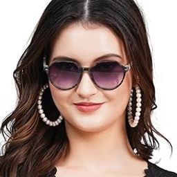 Round Sunglasses For Women, UV Protected Lens, Trendy Design, Leather Case, Suitable for Summer, Beach, Driving, and Everyday-image-5