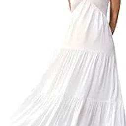 traquila Women’s V-Neck Full Length Polycrepe Dress | Casual Long Crepe Dress | Elegant Flowy Outfit-picture-5