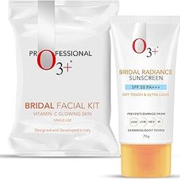 O3+ Radiance Skincare Combo With Bridal Facial Kit Vitamin C Glowing Skin 136g & UVA UVB Ultra Light Sunscreen With SPF50 PA+++ 75g |All Skin Type-7