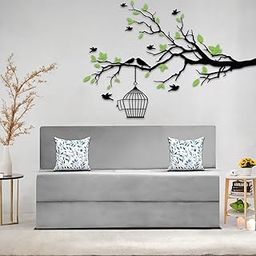Casaliving Mapron 2 Seater Sofa Cum Bed with 2 Cushions for Living Room (Grey Fabric) Premium Fabric Sofa 4x6 Feet-image-87