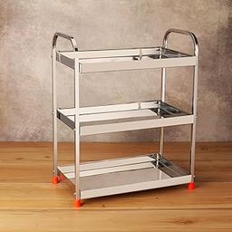 SHYAMA HOMES Stainless Steel 2 & 3Tier Multipurpose Countertop Organizer Rack || Multishelf Storage Stand for Kitchen, Bathroom or Dressing table|| Spice Rack,Cosmetics Organizer (3- TIER)-image-94