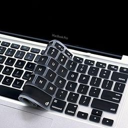 OJOS Ultra Thin Clear Keyboard Cover for Old MacBook Air 13 Inch A1466 A1369 (2010-2017) MacBook Pro 15 Inch (2015/ Older A1425 A1502 A1278 A1398), Silicon Black-16