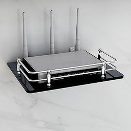 FORTUNE Multipurpose Glass Shelf/Router Shelf/Set Top Box Stand/Setup Box Shelf with Wall Brackets for Home Decor (10 X 8 inch) (Black)-picture-10
