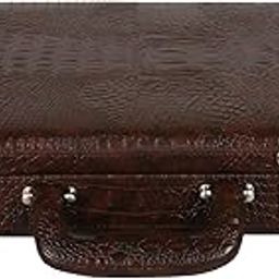 | Faux Leather Briefcase for Men Office with High-Security Combo Number Lock Genuine Leather Attachi Suitcase for Office and Business Hand Bag, Brown Color-27