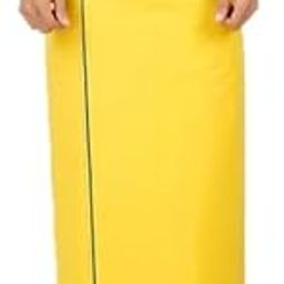 Men Slub Cotton Dhoti Yellow Border Vesti Two Meter Traditional Indian Outfit Cultural Plain Wrap Cloth Ethnic Dressing Lower Garment Base for Occasion Wear Fabric-picture-53