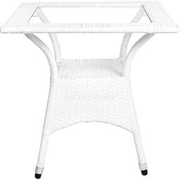 PRIME PIGEON 1 Table Wicker Patio Furniture Sets (Square 1 Table Only) for Garden Balcony Bedroom Powder Coated Frame Uv Protected Wicker 24 * 24 (White)-image-90