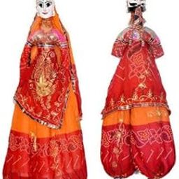 Urvi Creations 1 Pair Rajasthani Jaipuri Handicrafted Handmade Puppets Katputli for Home Decoration & Gift for Your Love Ones-image-2