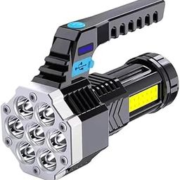 HBX2 Portable LED Flashlight, 7 LED Front Light with COB Side Light, USB Rechargeable, 100m Range, 15x10x7cm-image-26