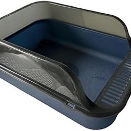 SYDL Kitty Litter Pan Cat Litter Container Semi Closed High Sided Pet Litter Tray Blue|1 Cat Litter Box|Pet Supplies-image-41