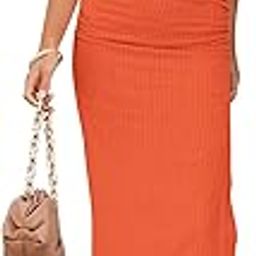 Women's 2 Piece Summer Outfits Crewneck Tank Tops Split Bodycon Midi Skirt Set-image-43