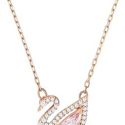 Women's Dazzling Swan Pendant Necklace, Rose Gold Tone Finish, Pink Crystals, Clear Crystals-image-48
