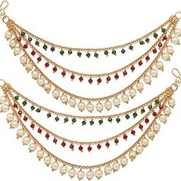 Women's Golden Gold Plated Long Hair Chain Jewellery Earring-18