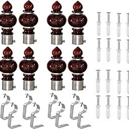 Luxury Wooden Curtain Bracket with Finials 8 Finial and 8 Support for 25 Mm/Rod 1 Inch (Teak)(Washable)-image-36