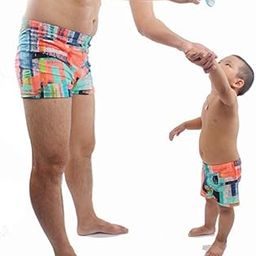 2018 Summer Kids Boy/Men Printed Swimwear Shorts Parent-Child Swimsuit Swimming Loose Trunks Beachwear Clothing : Orange, XL-image-13