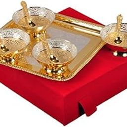 SWAY HOME DECOR Gold Plated Bunda Bowl Set with Awesome Gifts Box - 9 Pieces Set-image-112