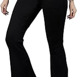 Women's Stretch Fit Mid Rise Ribbed Stretchable Flared Pants | Boot Cut Bell Bottom Pants - Ideal for Yoga & Gym Wear, Casual Wear & Office Wear Trousers-image-7